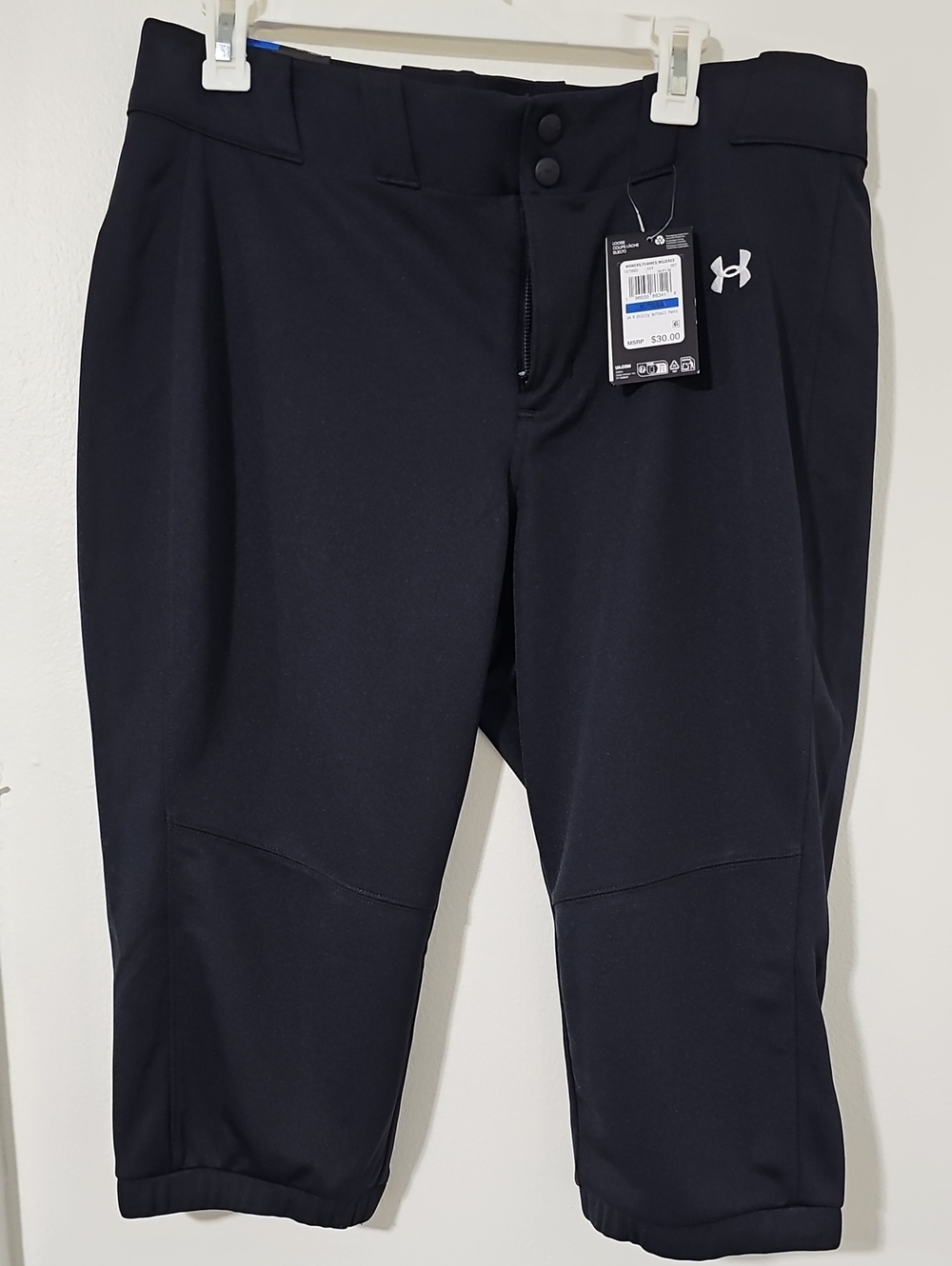 NWT Under Armour Women's Utility Cropped Softball Pants Black Size XL 1375655